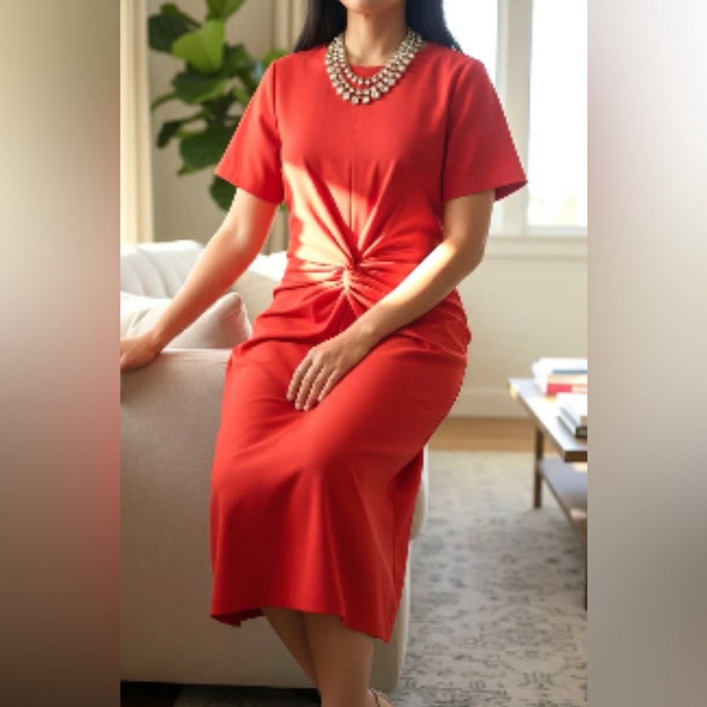 Bohme Twist-Front Midi Dress